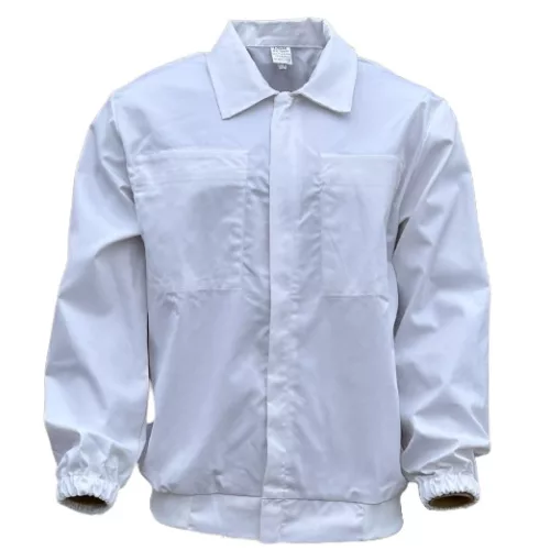 4617U food industry work jacket with elastic cuffs, white