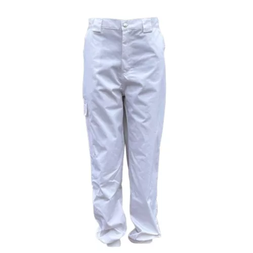4618U buttoned food industry trousers with knitted cuffs, white
