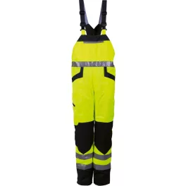   46719 High-visibility padded bib pants in yellow-black colours