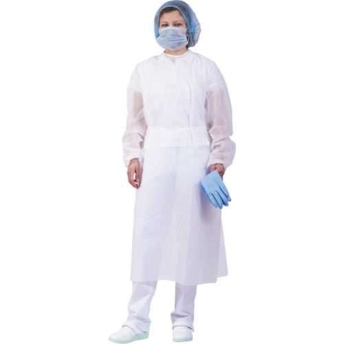 4740 White Polipropilene isolation gown with cords