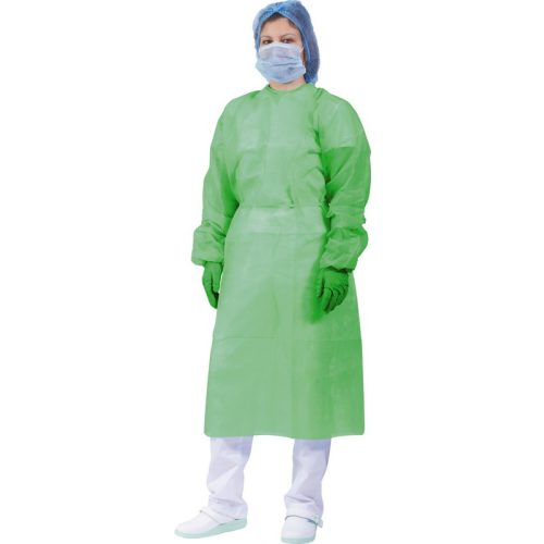 4741 Green Polipropilene isolation gown with cords
